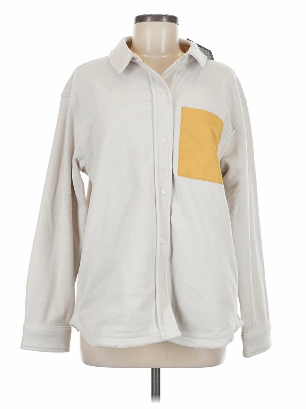 L.L. Bean Cream Teddy Jacket with Yellow Chest Pocket